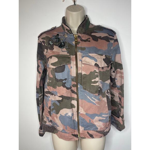 Zadig & Voltaire Kavy Kavy Camo skull Brode Jacket size M - Picture 1 of 10